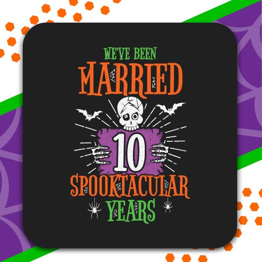 Halloween Spooktacular 10. Hochzeitstag Quadratischer Aufkleber