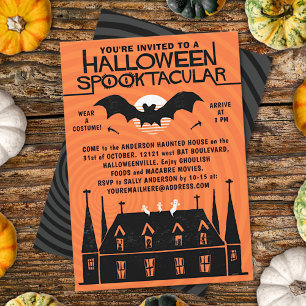Halloween Spooktacular 1960er Retro-Fledermaus Einladung