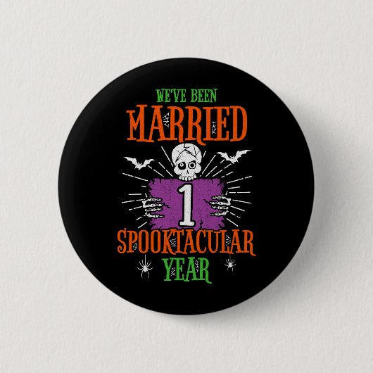 Halloween Spooktacular 1. Hochzeitstag Button (Vorderseite)