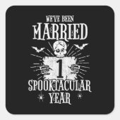 Halloween Spooktacular 1. Hochzeitstag Quadratischer Aufkleber (Vorderseite)
