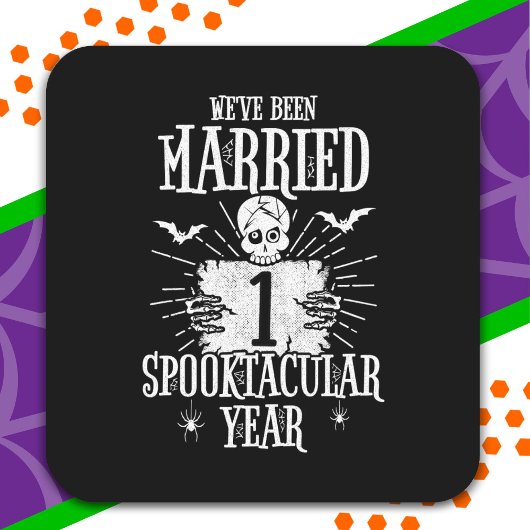 Halloween Spooktacular 1. Hochzeitstag Quadratischer Aufkleber