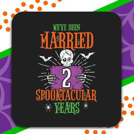 Halloween Spooktacular 2. Hochzeitstag Quadratischer Aufkleber