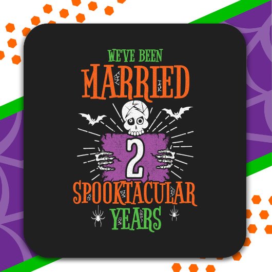 Halloween Spooktacular 2. Hochzeitstag Quadratischer Aufkleber