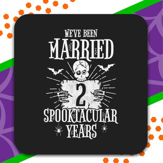 Halloween Spooktacular 2. Hochzeitstag Quadratischer Aufkleber