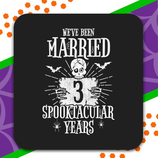 Halloween Spooktacular 3. Hochzeitstag Quadratischer Aufkleber
