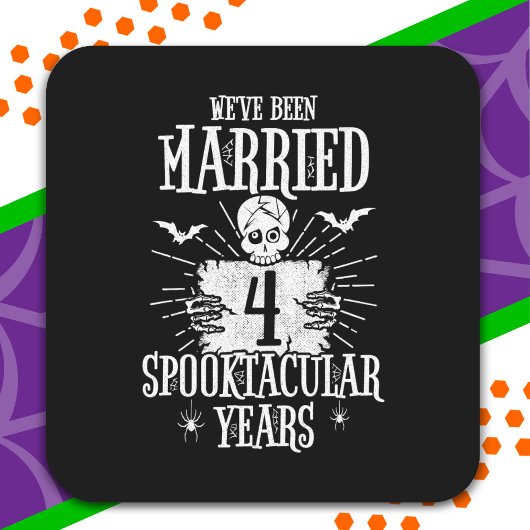 Halloween Spooktacular 4. Hochzeitstag Quadratischer Aufkleber