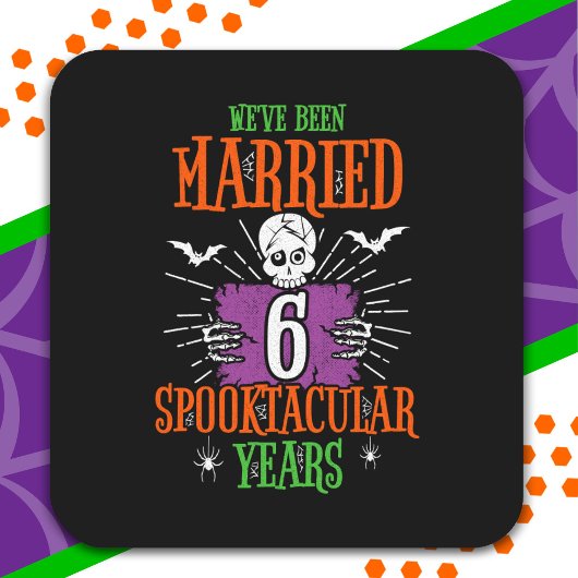 Halloween Spooktacular 6. Hochzeitstag Quadratischer Aufkleber