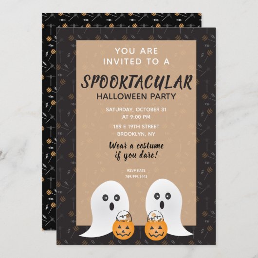 Halloween Spooktacular Geistertrick oder Behandlun Einladung (Vorne/Hinten)