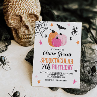 Halloween Spooktacular Girl Geburtstag Pink Pumpki Einladung