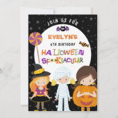 Halloween Spooktacular Girls 6. Geburtstag Einladung (Vorderseite)