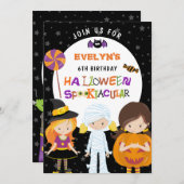 Halloween Spooktacular Girls 6. Geburtstag Einladung (Vorne/Hinten)