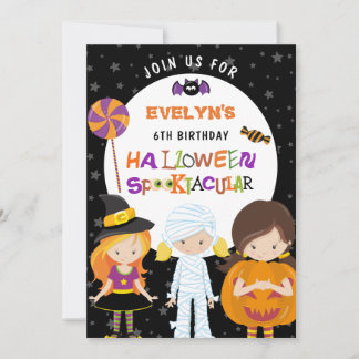 Halloween Spooktacular Girls 6. Geburtstag Einladung