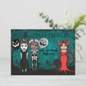 Halloween Spooktacular Girls und Ghouls Nachtausfl Einladung (Stehend Vorderseite)