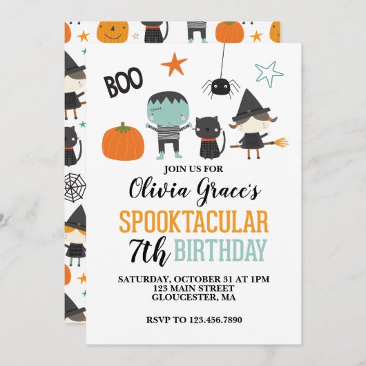 Halloween Spooktacular Kindergeburtstag Einladung (Vorne/Hinten)