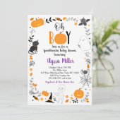Halloween Spooktacular Oh Boy Baby Dusche Einladung (Stehend Vorderseite)