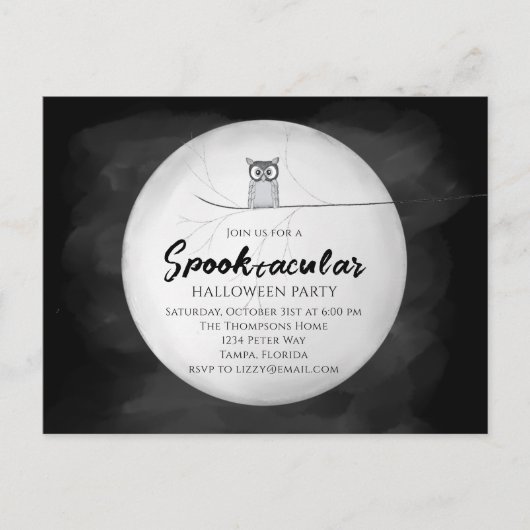 Halloween Spooktacular Owl QR Code Social Media Postkarte (Vorderseite)
