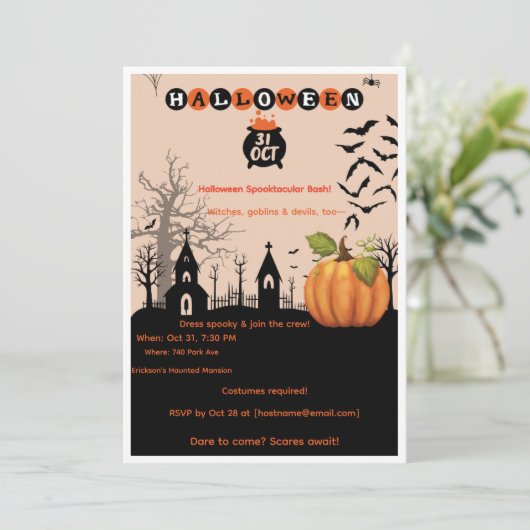 Halloween Spooktacular-Party Einladung (Stehend Vorderseite)