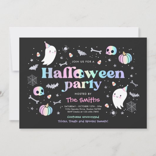 Halloween Spooktacular Party Niedlich Pastel Ghost Einladung (Vorderseite)