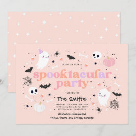Halloween Spooktacular Party Niedlich Pink Ghost Einladung