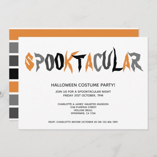 Halloween Spooktacular Party Streifenmuster Einladung (Vorne/Hinten)