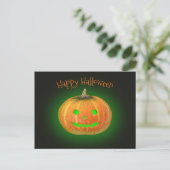 Halloween Spooktacular Pumpkin Lächeln Grün Licht Postkarte (Stehend Vorderseite)