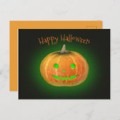 Halloween Spooktacular Pumpkin Lächeln Grün Licht Postkarte (Vorne/Hinten)