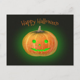 Halloween Spooktacular Pumpkin Lächeln Grün Licht Postkarte