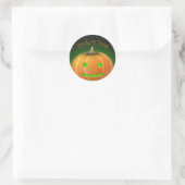 Halloween Spooktacular Pumpkin Lächeln Grün Licht Runder Aufkleber (Tasche)