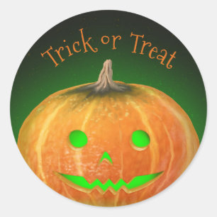 Halloween Spooktacular Pumpkin Lächeln Grün Licht Runder Aufkleber