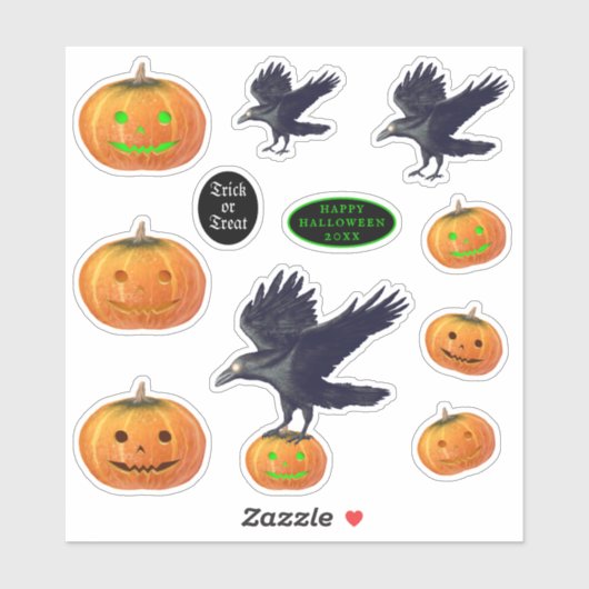 Halloween Spooktacular Pumpkins und Ravens Aufkleber (Blatt)