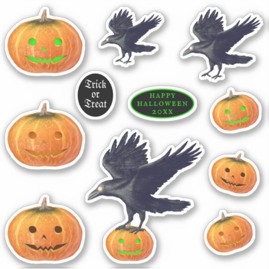 Halloween Spooktacular Pumpkins und Ravens Aufkleber (Vorderseite)