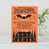 Halloween Spooktacular Retro-Bat der 1960er Jahre Einladung (Stehend Vorderseite)