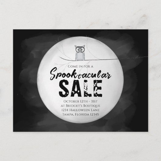 Halloween Spooktacular Sale Owl QR Code Website Postkarte (Vorderseite)