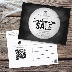 Halloween Spooktacular Sale Owl QR Code Website Postkarte