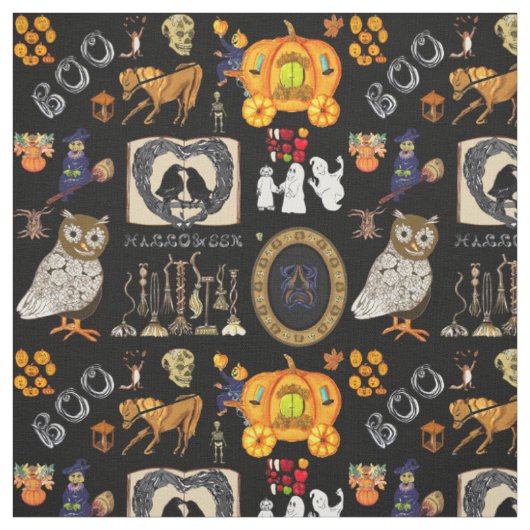 Halloween Spooktacular schwarzer Stoff (Muster)