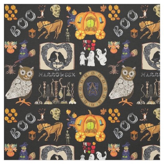 Halloween Spooktacular schwarzes Gewebe Stoff (Muster)
