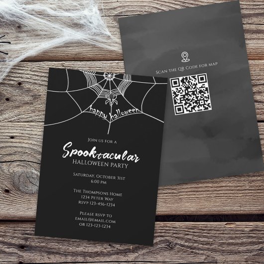 Halloween Spooktacular Spider Web QR Karte
