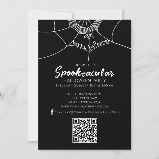 Halloween Spooktacular Spike QR Code Social Media Einladung (Vorderseite)
