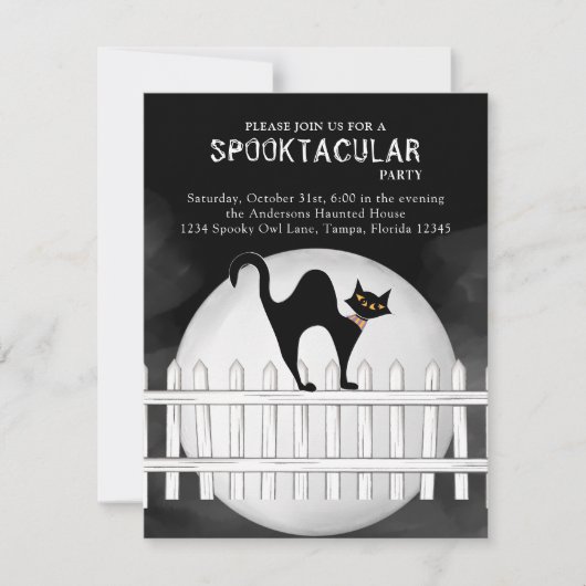 Halloween Spooktacular Spookular Black Cat Einladung (Vorderseite)