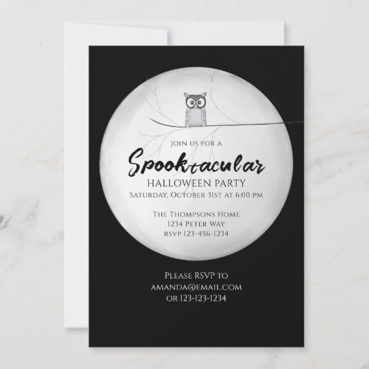 Halloween Spooktacular Spookular Owl QR Karte (Vorderseite)