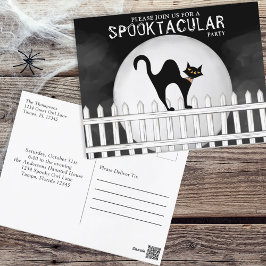 Halloween Spooktacular Spooky Whimsical Black Cat Postkarte