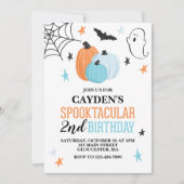 Halloween Spooktacular Türkis Orange Geburtstag Einladung (Vorderseite)