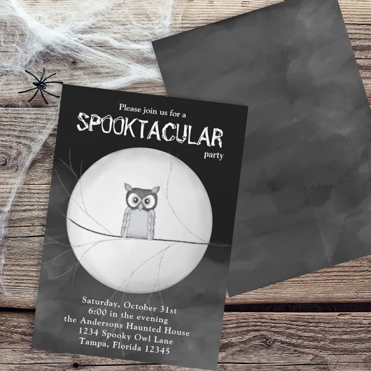 Halloween Spookular Beängstigend Owl Whimsical Spo Einladung