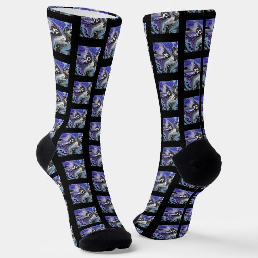 Halloween Spooky Abstrakt Skeleton Socken (Gewinkelt)