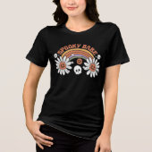 Halloween Spooky Babe Pumpkin Skull Blume Tri-Blend Shirt (Vorderseite)