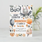 Halloween Spooky Bat Birthday Einladung (Stehend Vorderseite)