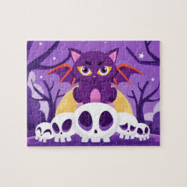 Halloween Spooky Bat Cat Skulls Kinder Puzzle
