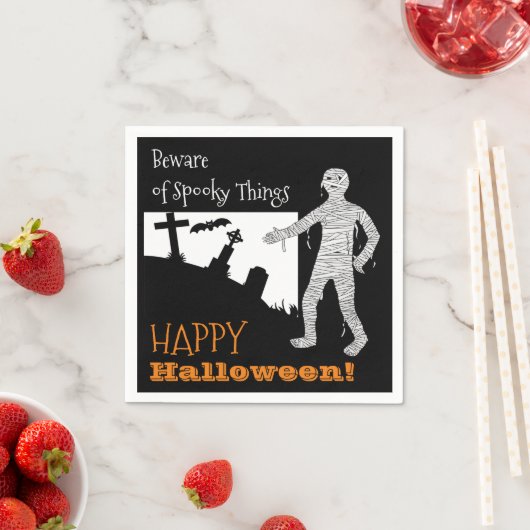 Halloween Spooky Bats Friedhof Mummy Black Orange Serviette (Beispiel)