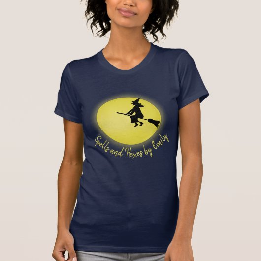Halloween Spooky Beängstigend Hexenbroomstick Moon T-Shirt (Vorderseite)