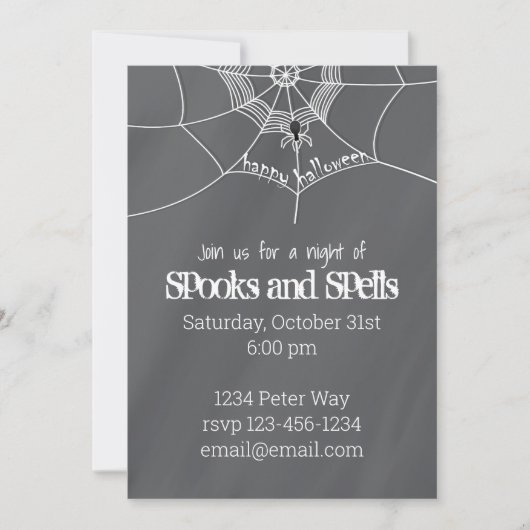 Halloween Spooky Beängstigend Spider Web Fun Party Einladung (Vorderseite)